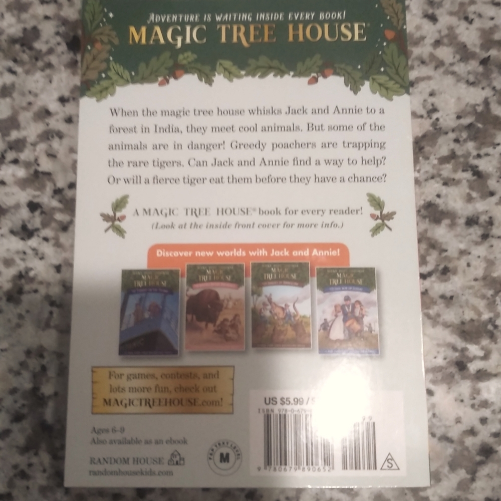 Magic tree House book #19 tigers at Twilight ages 6 and up